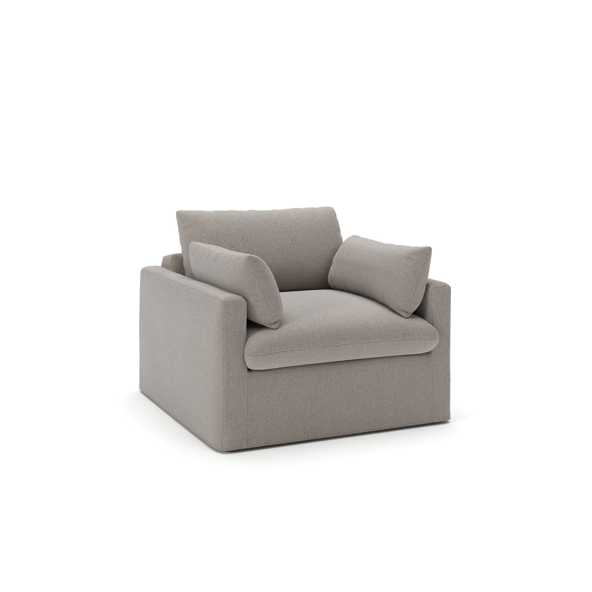 Luna Slipcovered Chair and a Half, Apollo Pebble Boucle