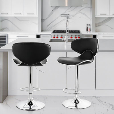 Duley Swivel Upholstered Adjustable Height Counter Stool with Metal Frame