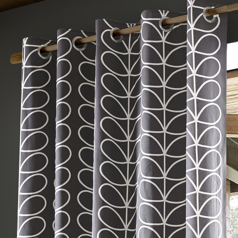 Linear Stem Curtains, 117 W x 183 D cm, Charcoal