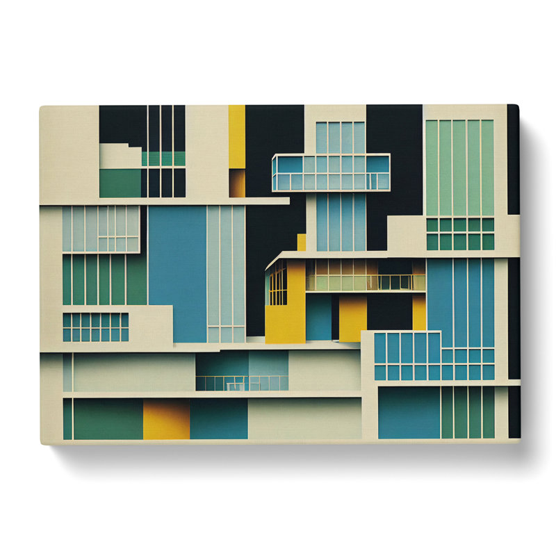 Modern Bauhaus Architecture Abstract - Wrapped Canvas Print, 35cm H x 50cm W x 3cm D