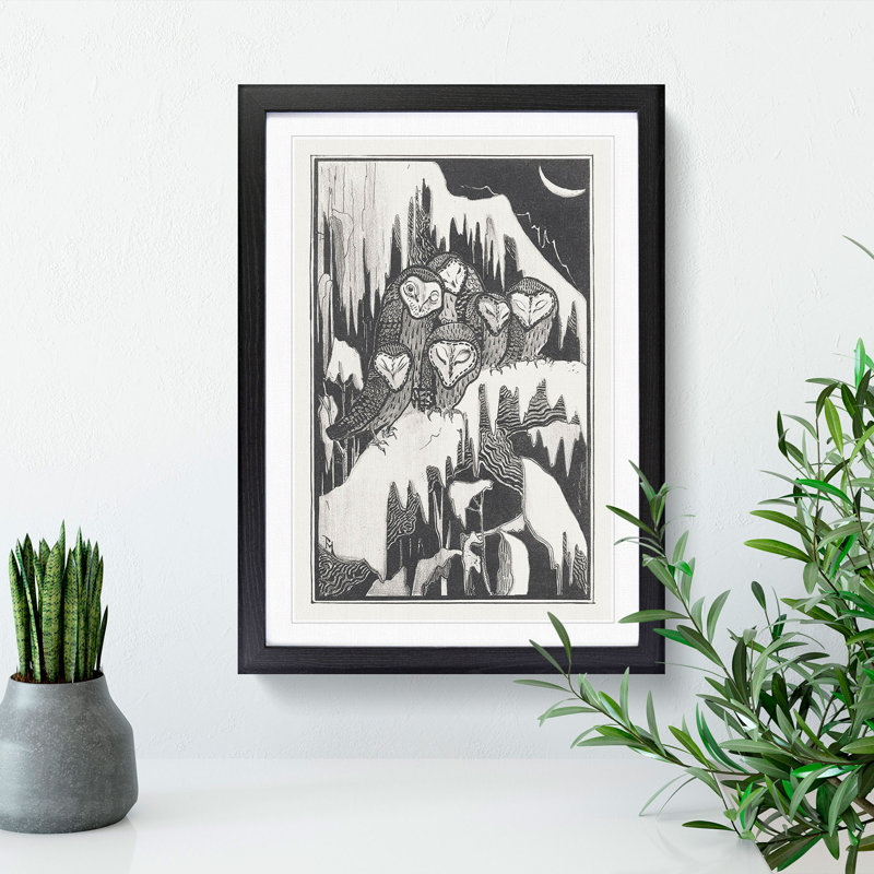 Six Barn Owls by Theo Van Hoytema - Framed Print, Black Framed, 48cm H x 36cm W x 2cm D