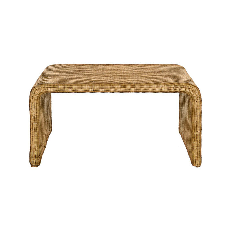 Table basse carrée en rotin tissé