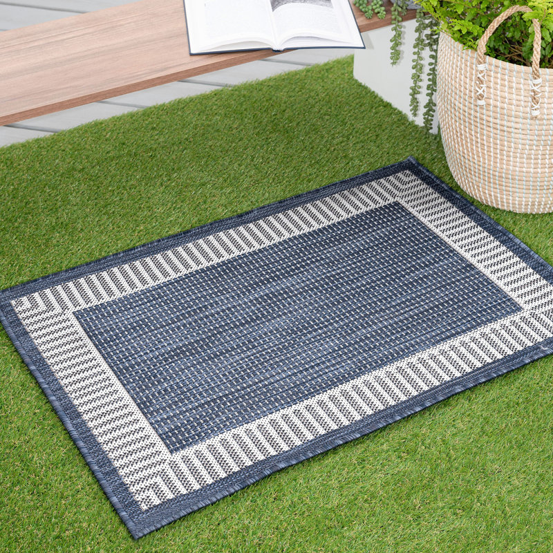 Garrettsville Striped Solid Color Flatweave Indoor / Outdoor Area Rug , Rectangle 2' x 3'