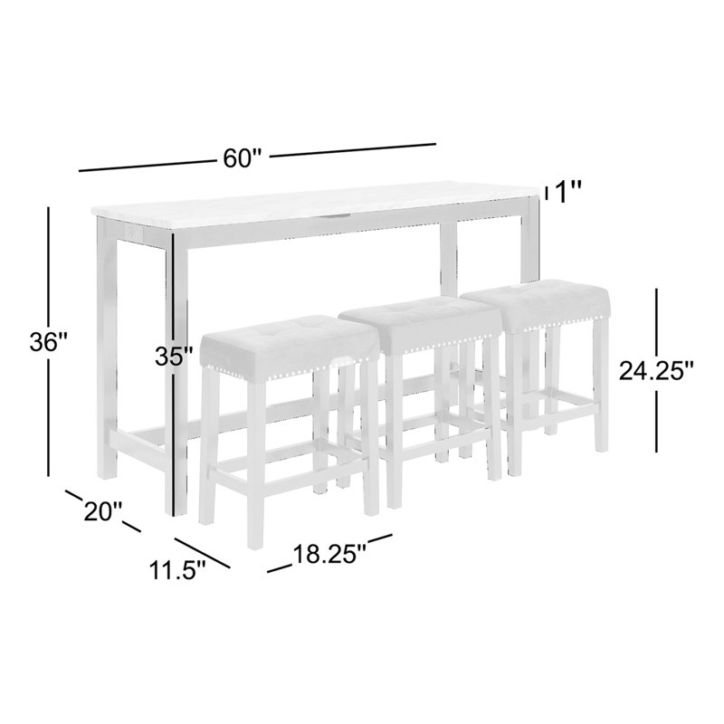 Ebeling 3 - Person Four Leg Dining Set, Blue