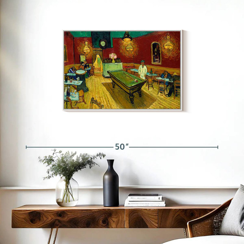 The Night Cafe, 31 po x 21 po, Cadre flottant blanc