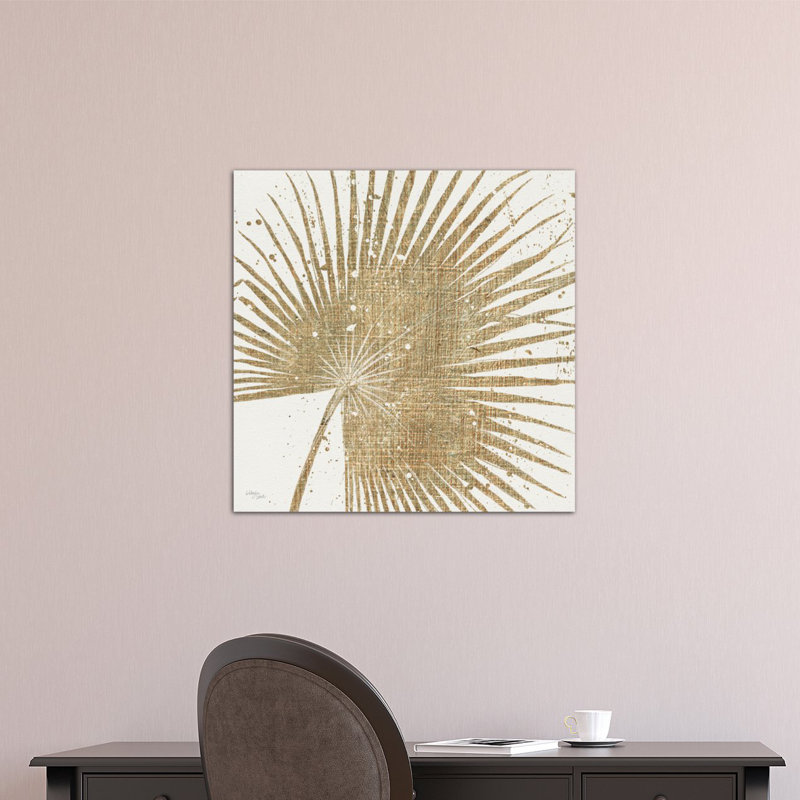 «Gold Leaves II», impression sur toile tendue, H 12 po x l 12 po x P 0,75 po, Toile tendue, Pas de tapis