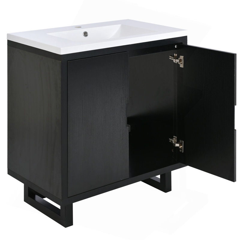Ensemble de meuble-lavabo 30 po avec lavabo, armoire combinée, armoire de rangement pour salle de bain, structure en bois massif