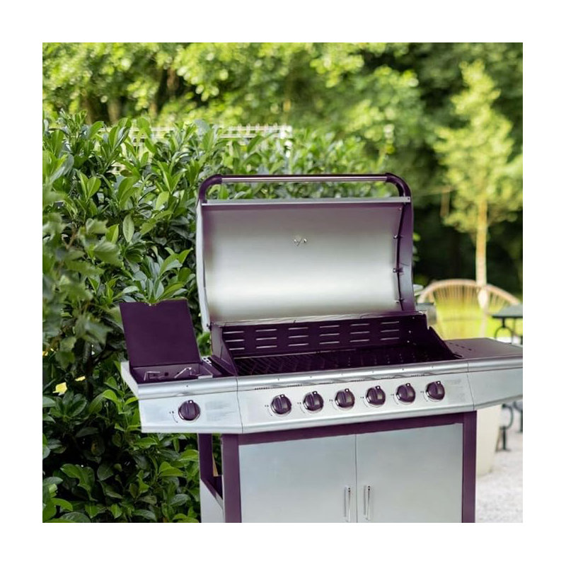 Pro Series COSMOGRILL 6 - Burner Freestanding 42675 BTU BTU Gas Grill with Side Burner and Cabinet, Silver
