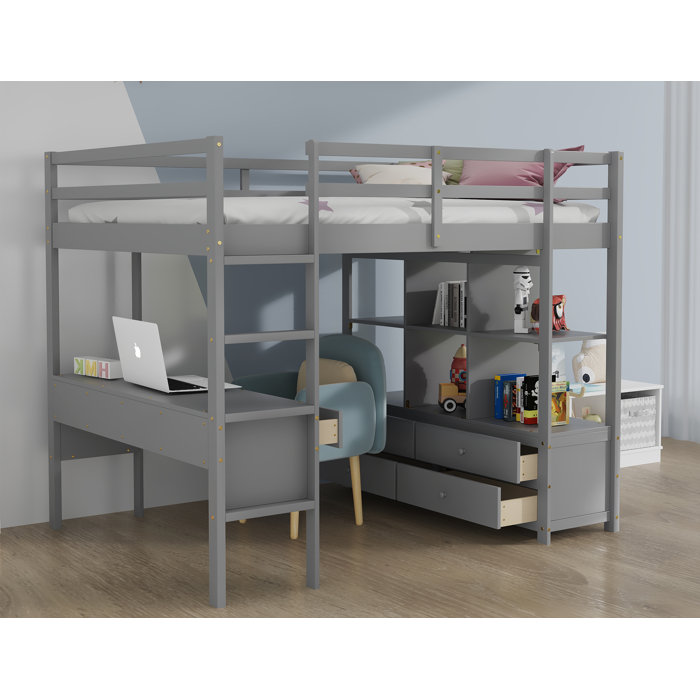 Harriet Bee Erjon Kids Full Loft Bed with Drawers & Reviews | Wayfair