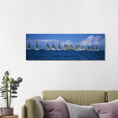 Sailboats Racing in the Sea, Farr 40'S Race During Key West Race Week 1 Piece Wrapped Canvas Panoramic Wall Art