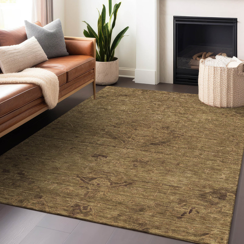 Malia Brown Washable Indoor-Outdoor Rug - , 9' x 12'