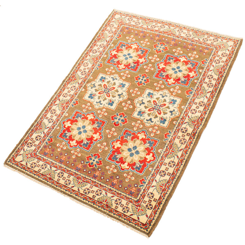 Tapis de zone en laine 3 pi 11 po x 5 pi 9 po à la main one-of-kind-noué la 2010 gazni brun Hypoluxo