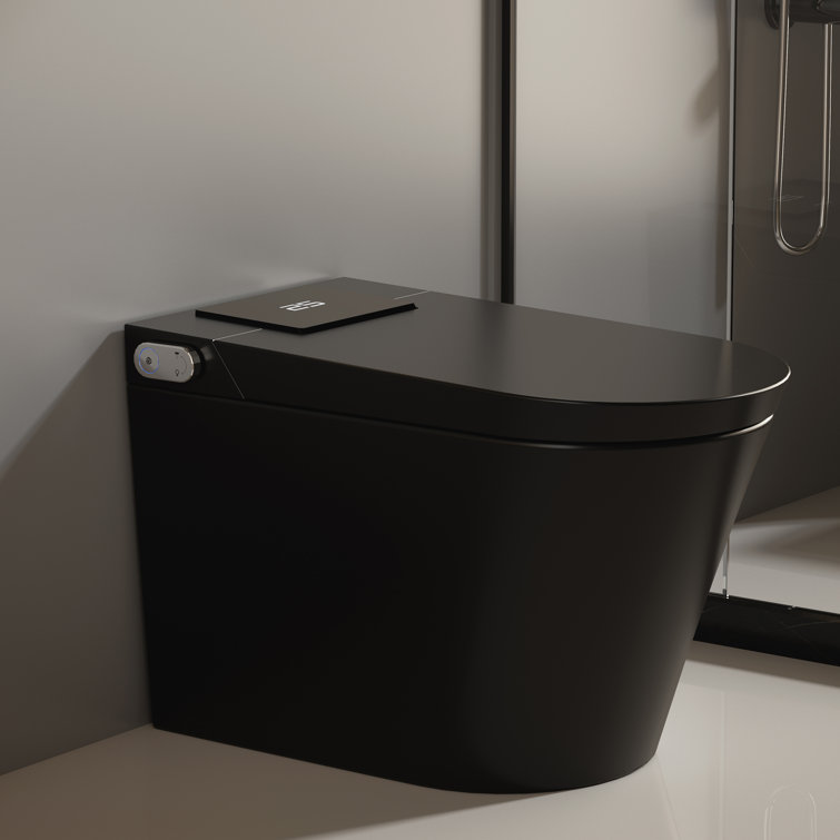 Elongated Smart Toilet 1.34 GPF In Black With Auto Open/Close, Auto Flush And Heated Seat