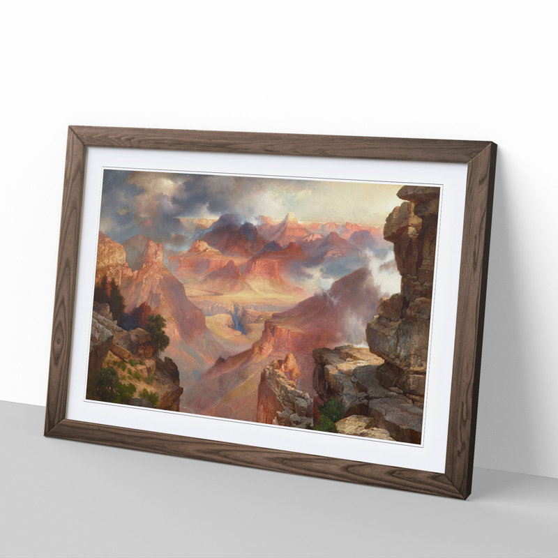 Rocky Landscape by Thomas Moran - Picture Frame Painting, Walnut Framed, 48cm H x 65cm W x 2cm D