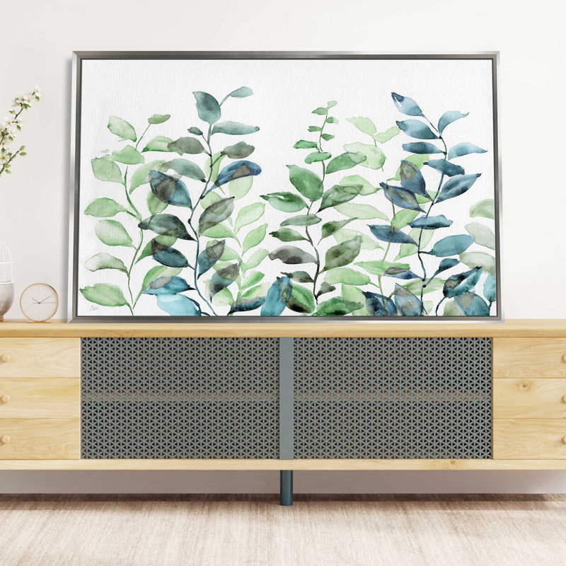 Cascade par Nan - Peinture, L 33,5 po x H 21,5 po, Encadrement argenté