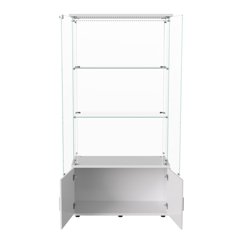 Glass 78.51 cm W Display Cabinet, White
