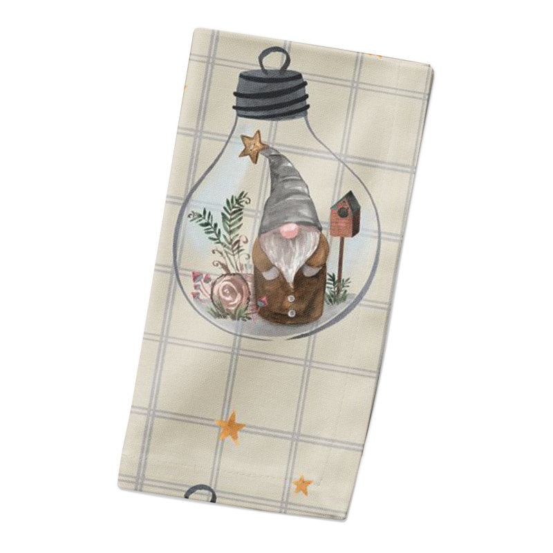 Serviette en coton 10 po Dreavyn, Crème / gris