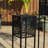 Oversized Black Metal Cutout Pattern Solar Powered Outdoor Floor Lantern