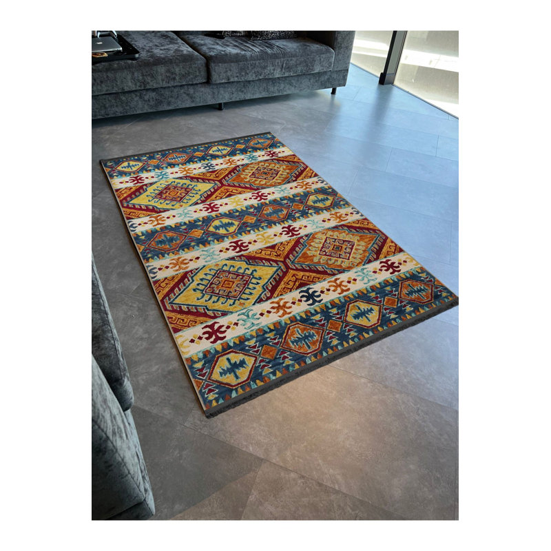 Tapis décoratif lavable bleu, Tapis de couloir 3 pi 3 po x 9 pi 10 po