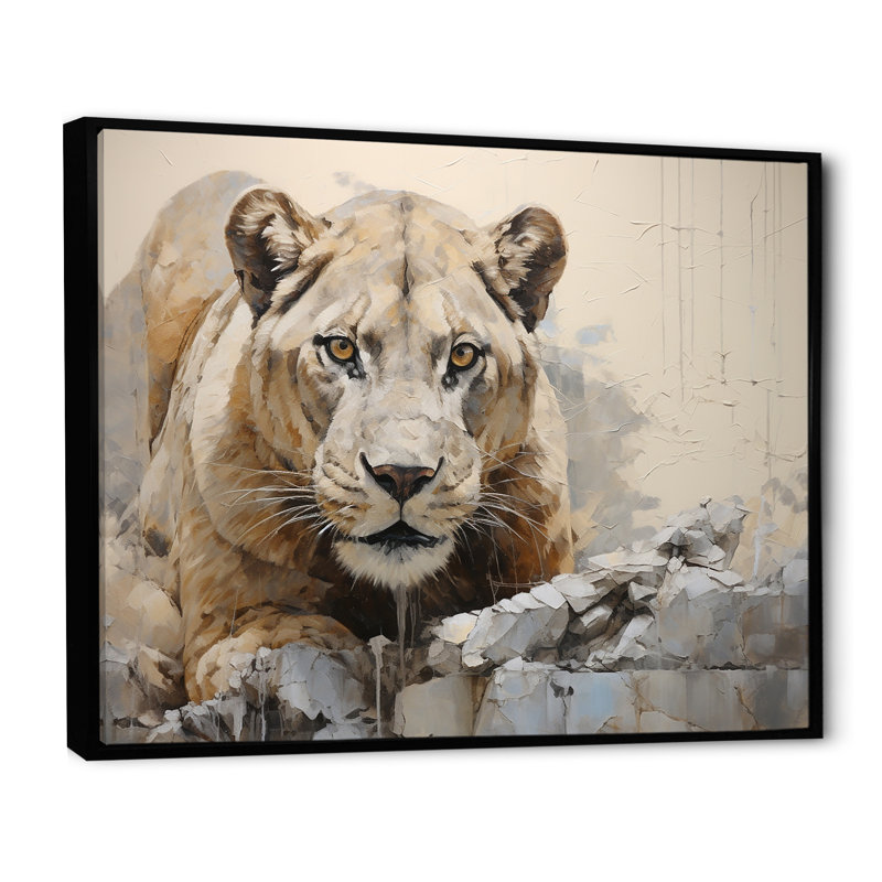 Minimalisme panthère sauvage, élégance II sur toile, Cadre flottant noir, H 30 po x l 40 po x P 1,5 po