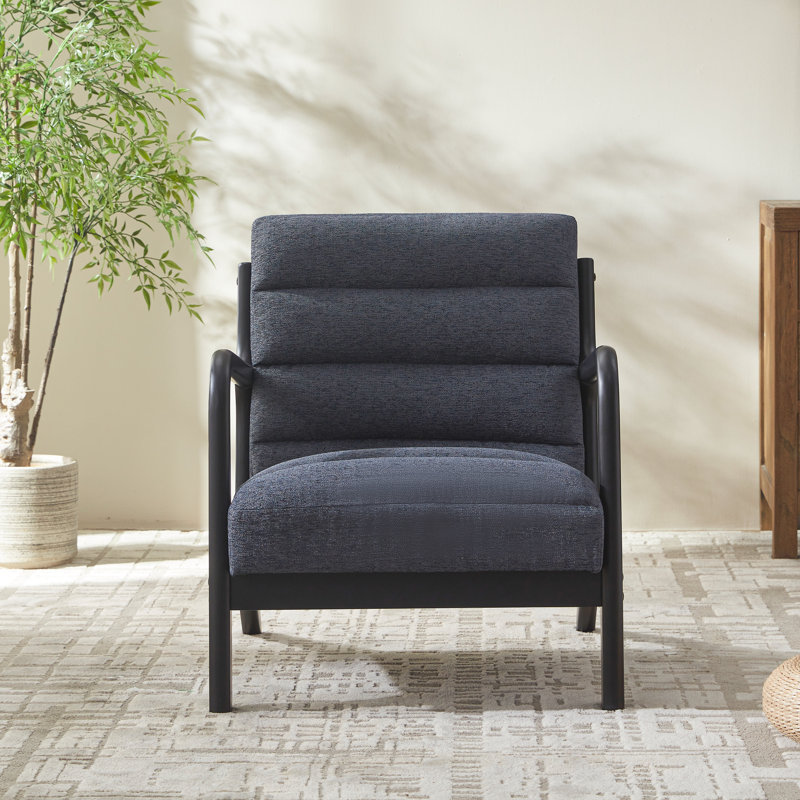 Zoned Design Upholstered Accent Chair Solid Wood Armchair, Blue