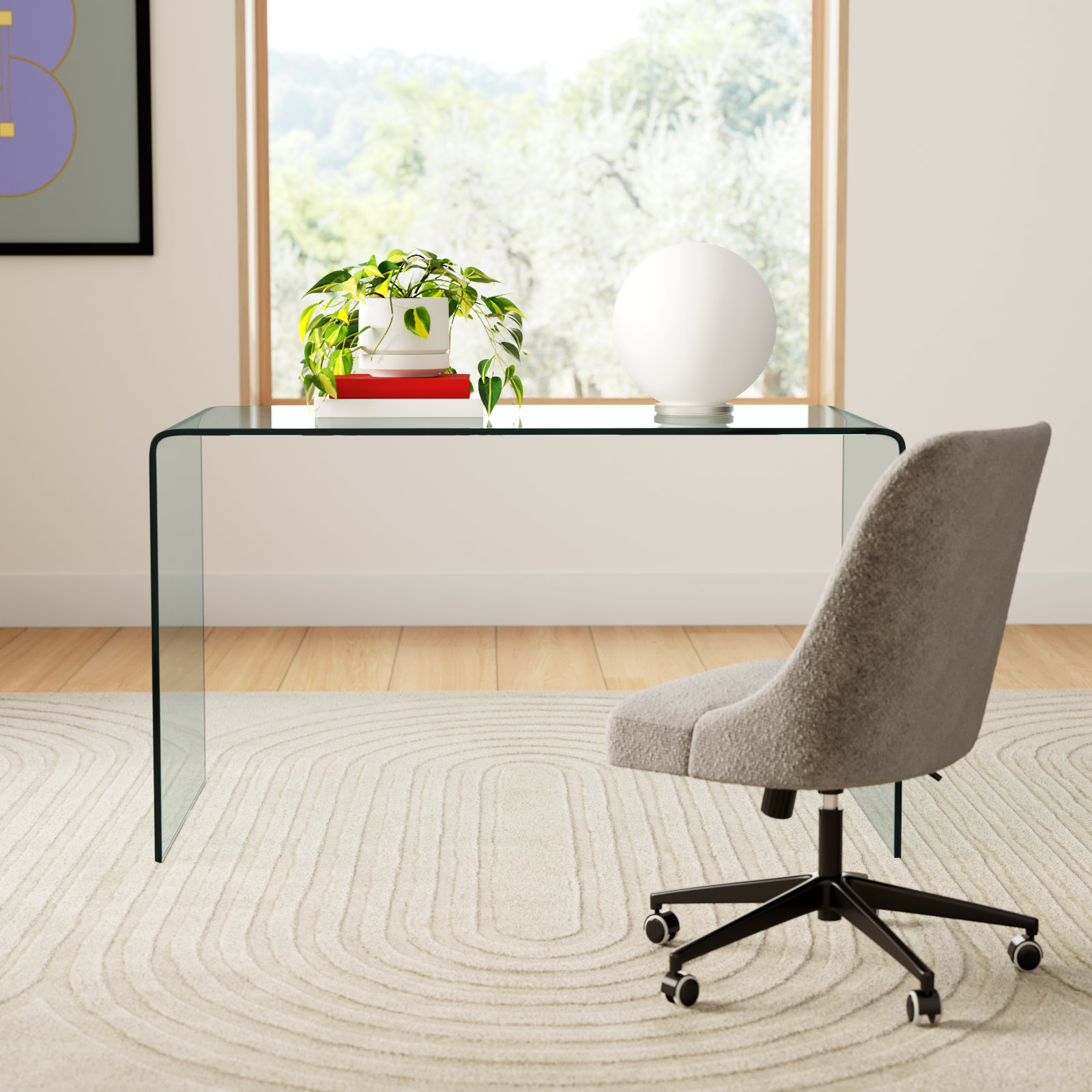 Writing Desk, Clear, 29" H x 50" W x 27.5" D