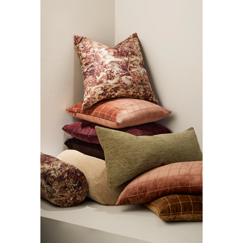 Otterville Geometric Throw Pillow, 12"H x 21"W, Feather, Nutmeg Rust Block