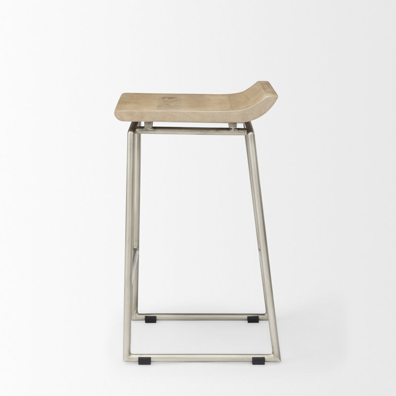 Barlow Counter Stool with Metal Frame, Counter Stool (24.25" Seat Height), Silver/Natural