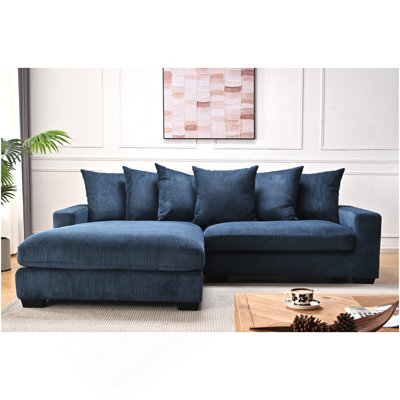 Luxe Oversized Two-Piece Left Facing Sectional Couches For Living Room, 102.4-Inch L Shaped Sofa With Chaise, Upholstered With Corduroy Fabric, Blue
