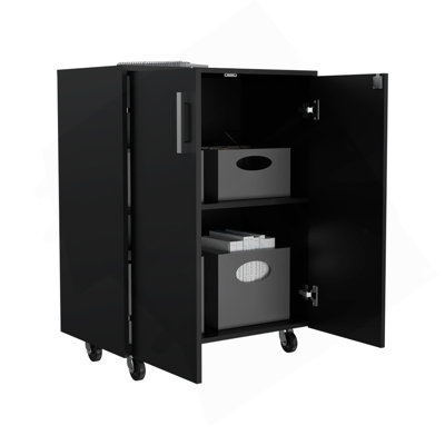 Storage Cabinet Lions, Double Door And Casters, Black Wengue Finish