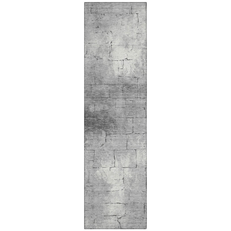 Machine Washable Indoor/Outdoor Husby ACN2215 Geometric Rug, Runner 2'3" x 7'6"