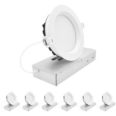 Luxrite 5 In. LED Regressed Mini Panel Spotlight, 5CCT, 16/21/26W, 1500/2000/2500LM, Dual Dimmable (TRIAC & 0–10V), 100° Beam, Wet Rated, ETL 6 Pack