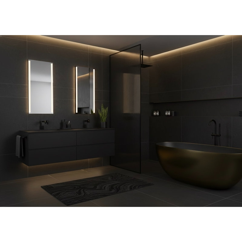 Vast Studio 62.8” x 30.3” Metallic Freestanding Oval Bathtub – Aged Brass/Black Deep Soaking Tub with Dual-Tone Interior & Exterior, Sculpted Modern Luxury Finish
