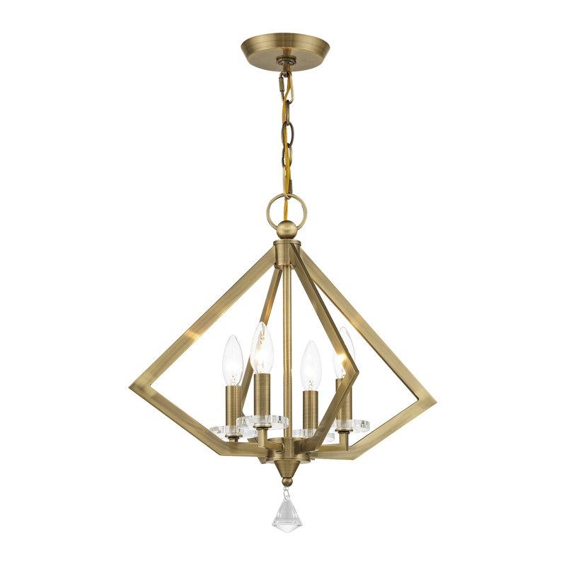 Djanae 4 - Light Dimmable Geometric Chandelier, Antique Brass