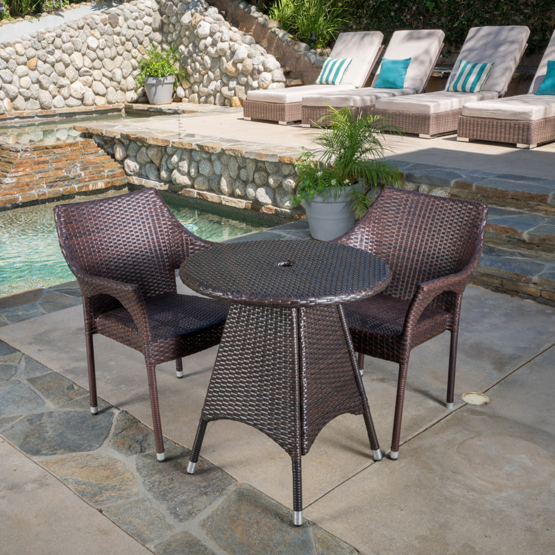 Getchell 2 - Person Wicker Patio Dining Set with Round Table