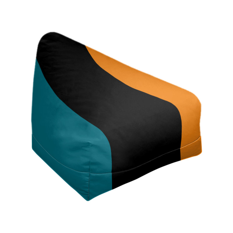 Bean Bag Cover, 30" H x 27" W x 2" D, Deep Pacific Teal/Black/Burnt Orange