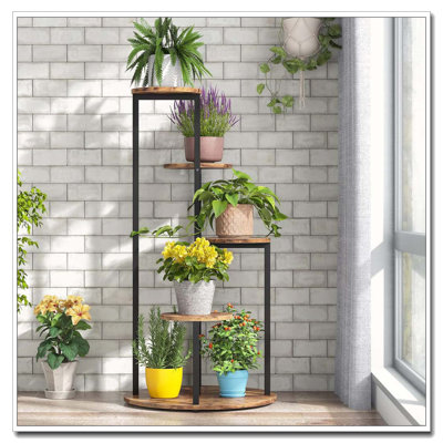 Support pour plante de coin brun rustique 4 niveaux 40,94 "