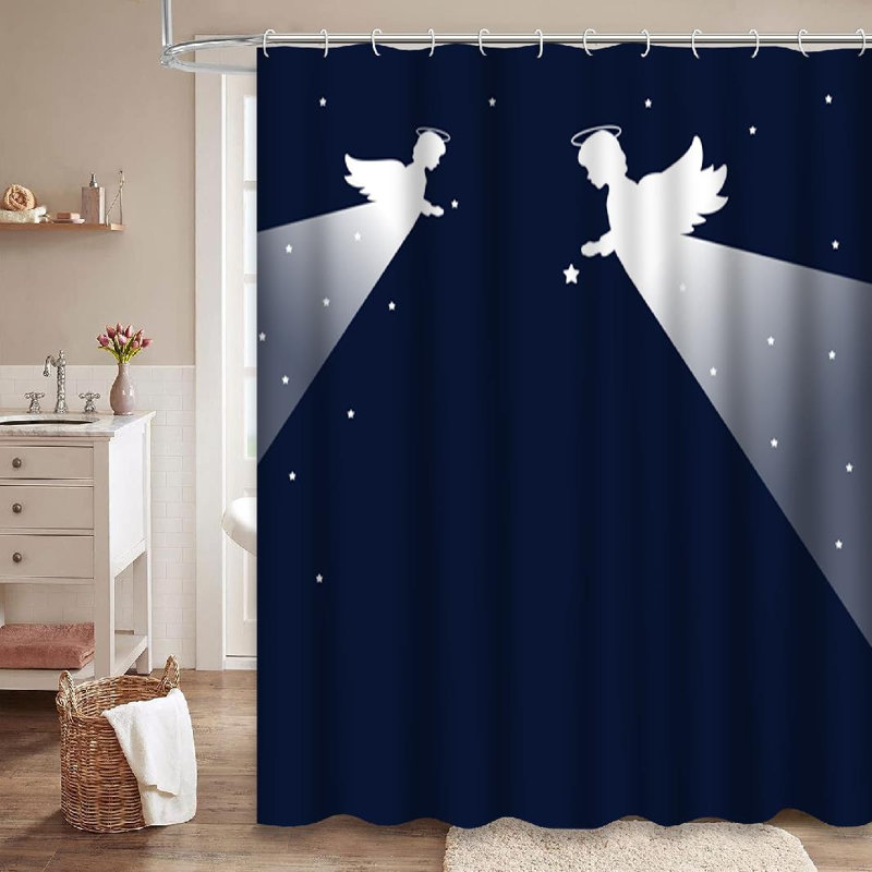 Rideau de douche de Noël ange avec 12 crochets, L 72 po x l 72 po