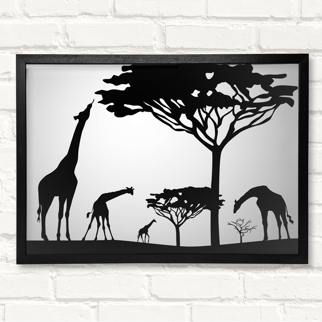 Giraffe Silhouette Gerahmter Druck