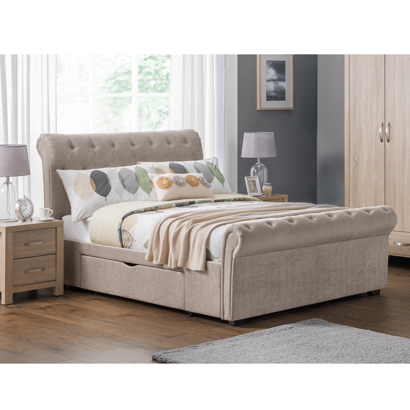 Laurens Upholstered Storage Bed with Mattress, Kingsize (5'), No Mattress