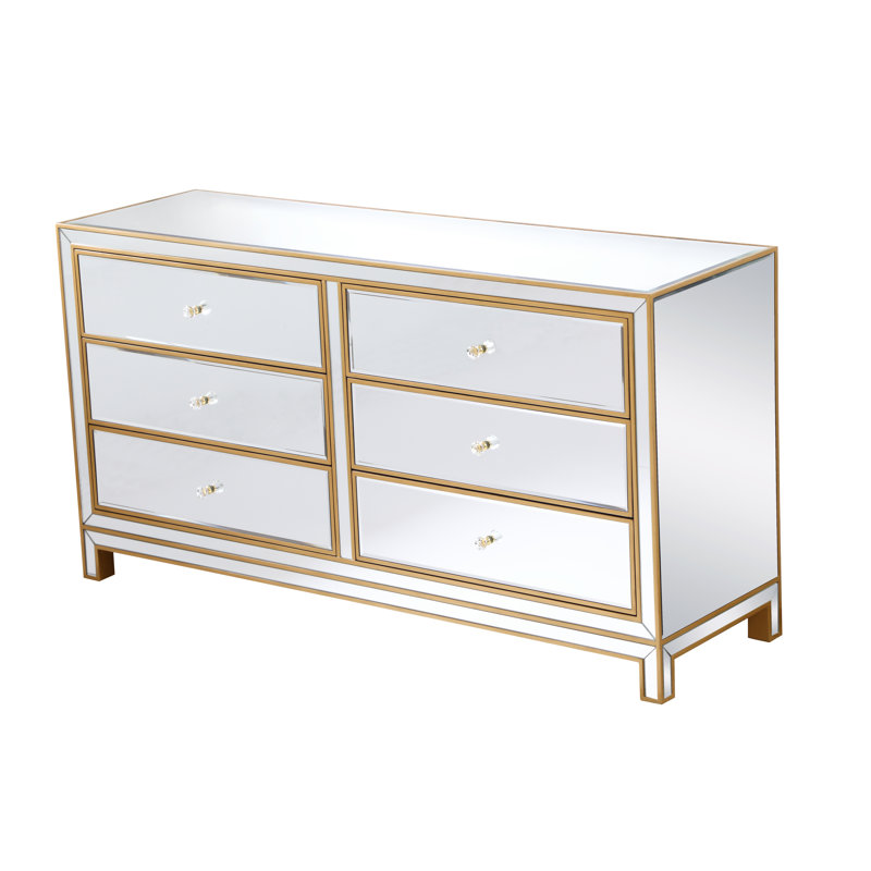 Commode double à 6 tiroirs de 60 po de largeur Fairgrove, Doré