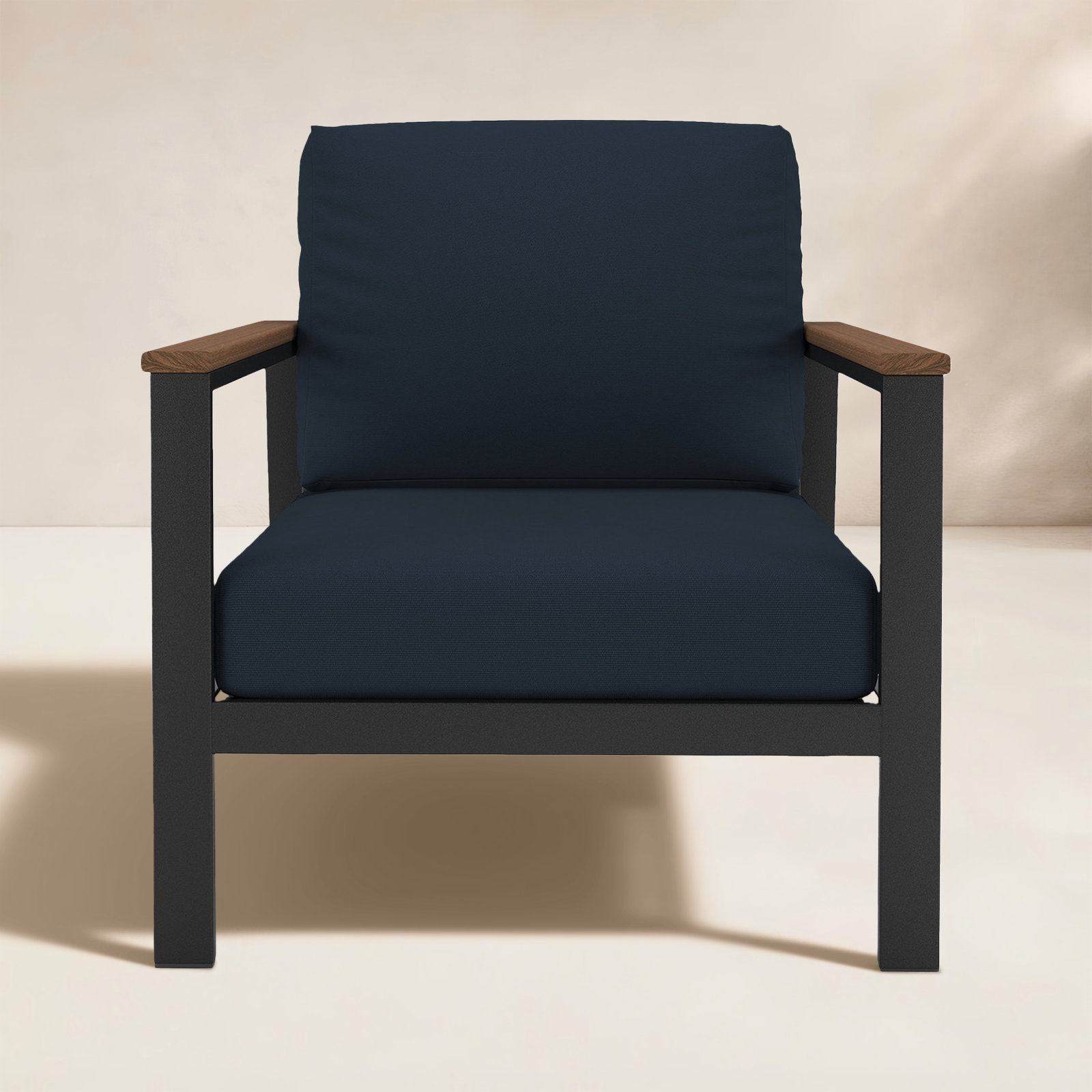 Townsend Sunbrella® Patio Lounge Chair, Canvas Navy Sunbrella® Canvas, Brown, Yes