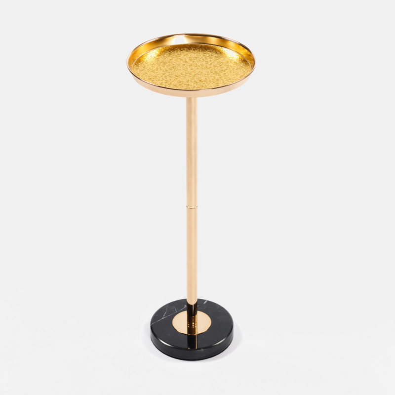 Adjustable Side Table, Small Tea Martini Table, Gold, Natural Marble Decorative Pedestal End Table For Display And Storage