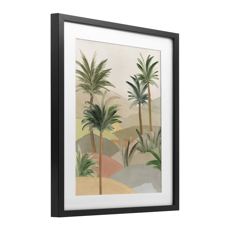 «Desert Oasis Hills», reproduction encadrée sous verre, conception de Ian C., H 21 po x l 17 po, Cadre noir minuit