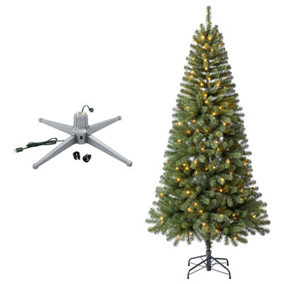  Arbre de Noël épinette Brighampton, 7 pi avec base en métal, vert