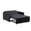 Causeuse-lit convertible avec revêtement moelleux, conception capitonnée et poches latérales pratiques pour une vie confortable et accueillir des invités.