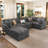 U-Shaped Sectional Sofa With Movable Ottoman-1144834545