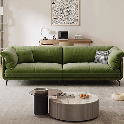 70.87" Green Velvet Standard Sofa cushion couch