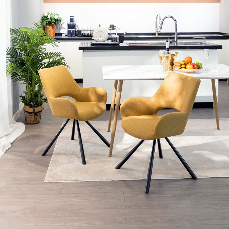 Picasso 45cm H Polyester Upholstered Metal Armchair, Yellow