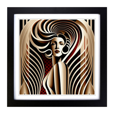 Art Deco Woman Op Art - Framed Print
